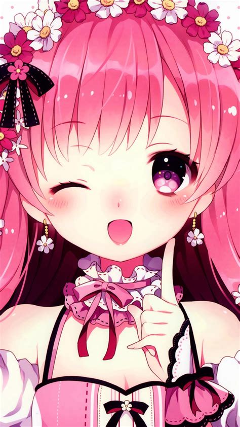 Anime Cute Girl Iphone 6 Plus Wallpaper Hd Data-src - Pink Anime Cute Girl - 1080x1920 Wallpaper ...