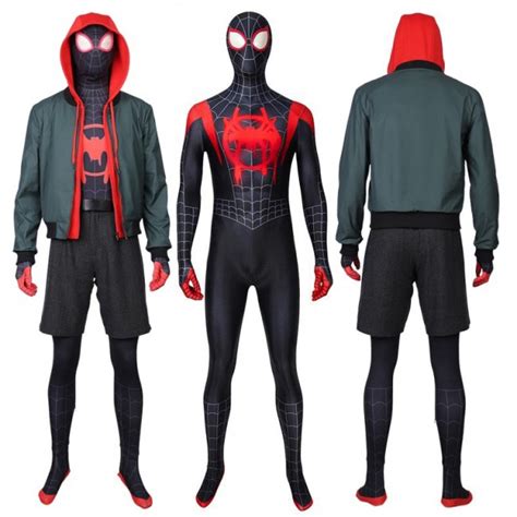 Spider Man Into The Spider Verse Miles Morales Suit Halloween Cosplay Costume - Spider-man ...