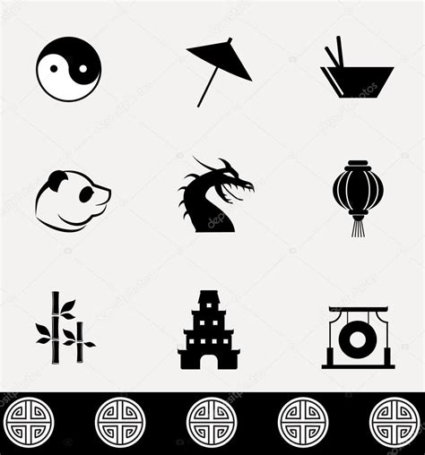 Ancient China, Asian vector icon set. — Stock Vector © Panptys #124004502