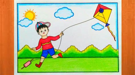 Kite Flying Drawing