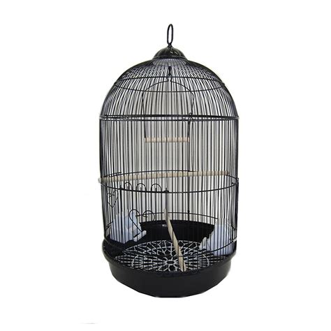 YML Small Round Black Bird Cage with Perches & Swing