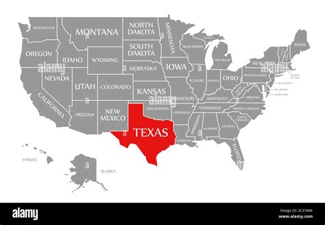 Texas red highlighted in map of the United States of America Stock ...