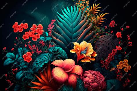 Premium AI Image | Tropical flowers background or wallpaper