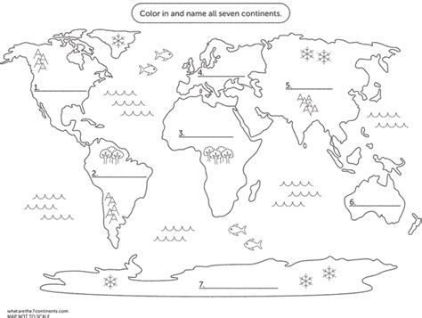 FREE Coloring Map of the 7 Continents