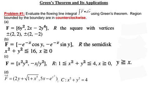 Solved Green's Theorem and Its Applications Problem #1: | Chegg.com