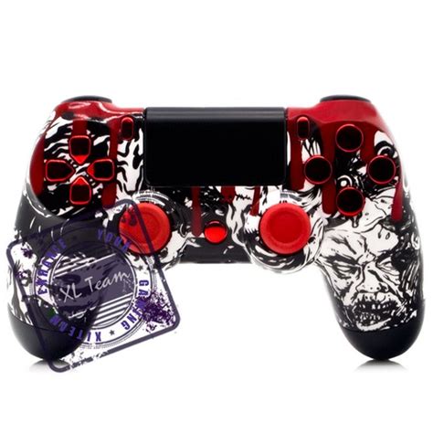 PS4 Controller Custom Design White Blood Zombie Chrome Red | Etsy