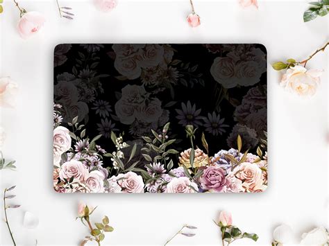 Dark Floral Laptop Sticker Rose Flower Vinyl Decal for Girl | Etsy