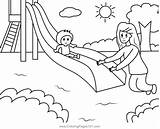 Mom And Son Playing On The Slide Coloring Page For Kids  Free Mothers sketch template
