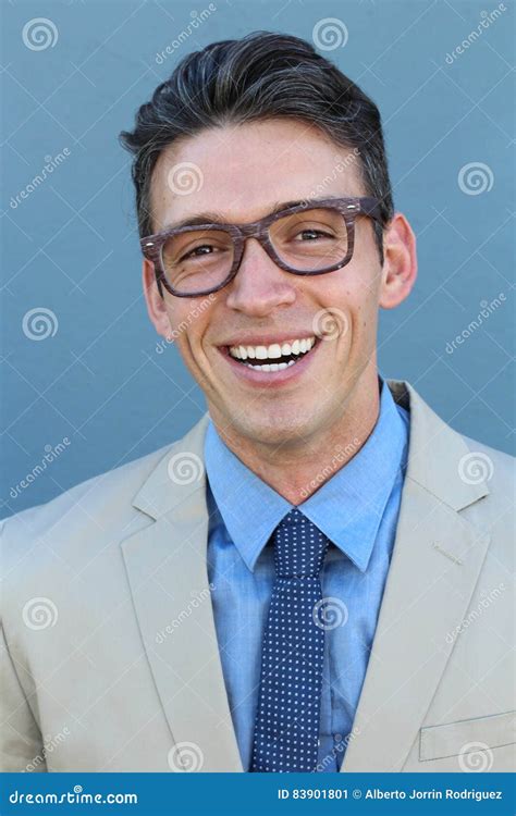 Young Man Smiling and Looking at Camera Wearing Glasses. Portrait of a ...