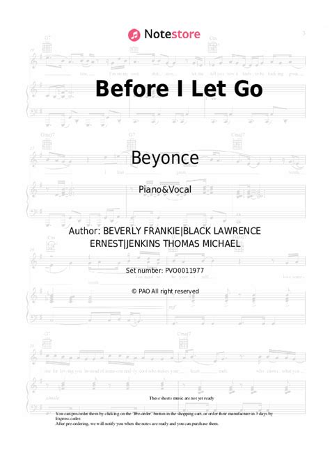 Before I Let Go piano sheet music and voice Beyonce in Note-Store.com ...