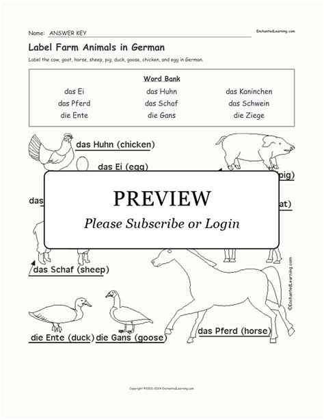 Label Farm Animals in German - Enchanted Learning