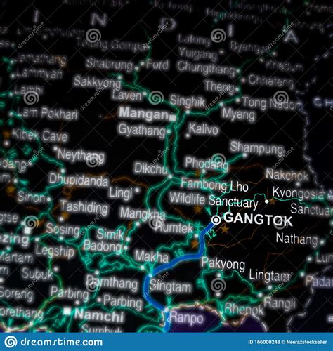 Gangtok Name Displayed on Geographic Map in India Stock Photo - Image of ampani, country: 166000248