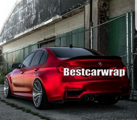 Dark Red Satin Chrome Vinyl For Car Wrap with air bubble Free For Luxury Vehicle Covering foil ...