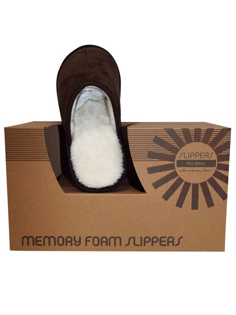 Memory Foam Slippers - - Memory Foam Slippers BROWN Mens Open Back Memory Foam Slippers - Size M ...