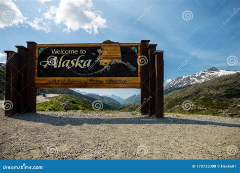 Welcome Sign of Alaska at the Border of Canada Stock Photo - Image of ...