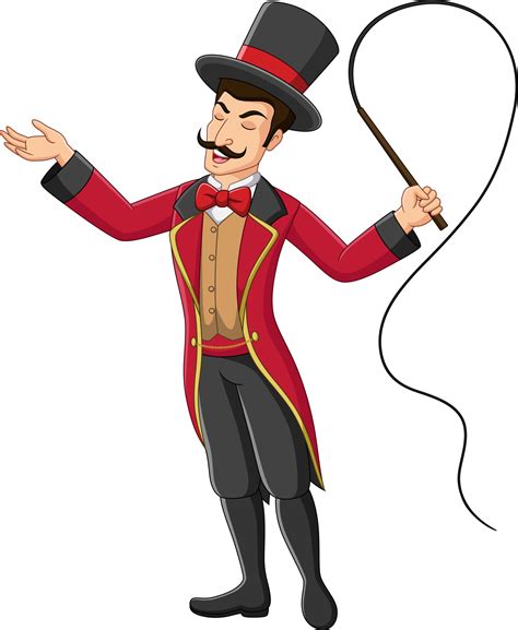 Cartoon circus trainer holding a whip 8734894 Vector Art at Vecteezy