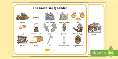 FREE! - Great Fire of London Word Mat KS1 (teacher made)