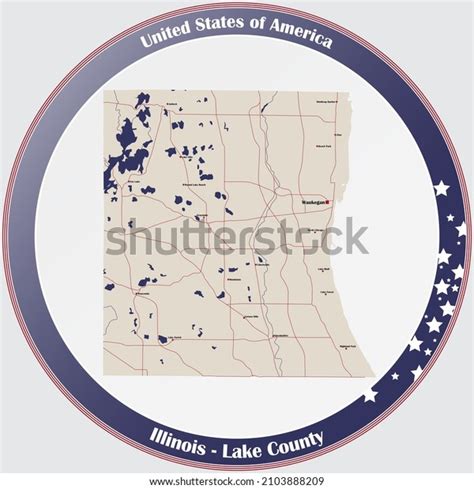 Large Detailed Map Lake County Illinois Stock Vector (Royalty Free ...