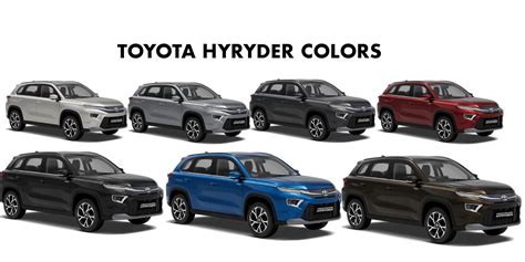 2023 Toyota Hyryder Colors: Blue, Red, Black, Grey, Silver, White ...