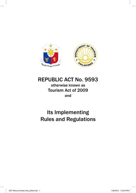 Philippine Tourism Act 2009 (RA 9593) | PDF