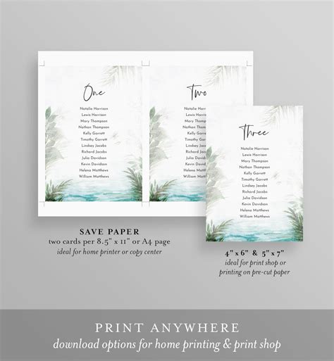 Beach Seating Chart Template Destination Wedding Seating | Etsy