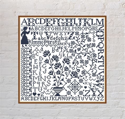 Cross Stitch Pattern Alphabet Sampler 2 Quaker Sampler Abc - Etsy