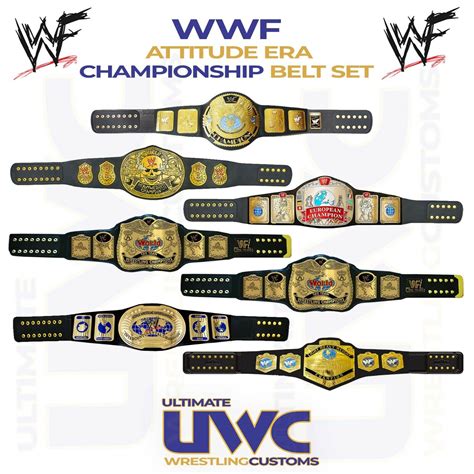 WWE WWF Attitude Era Belts Full Custom Set x 7 for Mattel/Jakks/Elite ...