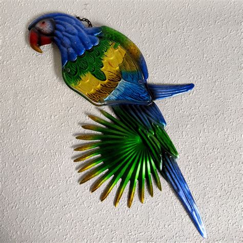 Large Multicoloured Parrot Bird Metal Wall Art | Dalisay