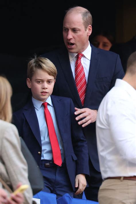 Prince George smiles from ear to ear as he joins Prince William to watch the rugby in royal ...