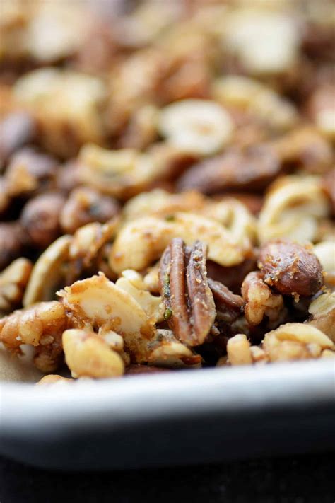 Sweet and Spicy Rosemary Roasted Nuts - Delish Knowledge