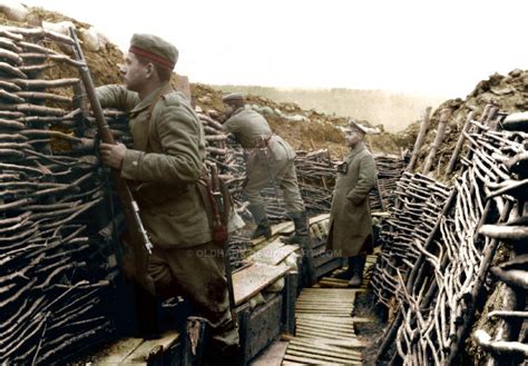 A German trench of World War 1 colorized by OldHank on DeviantArt