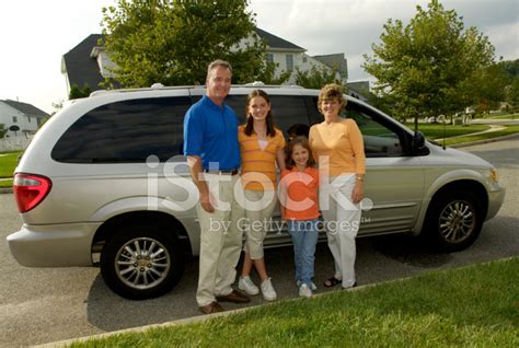 Family Of Four With Minivan Stock Photo | Royalty-Free | FreeImages