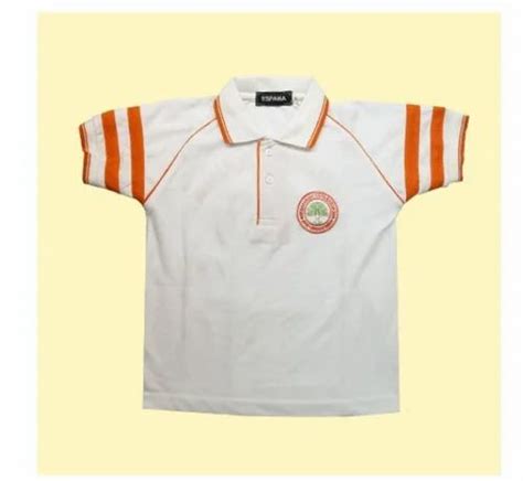 White And Orange Unisex Maharishi Vidya Mandir School T Shirt, Size ...