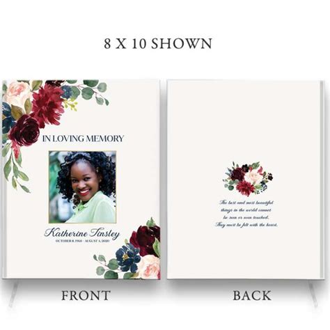 Personalized Funeral Guest Book Hardbound Photo Red Roses