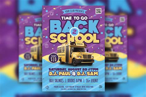 Colorful Back To School Party Flyer Template Free Download | Resource Boy