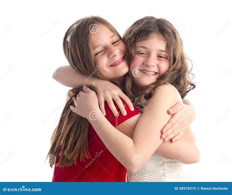 Two Beautiful Sisters Hugging Isolated Royalty-Free Stock Photo ...