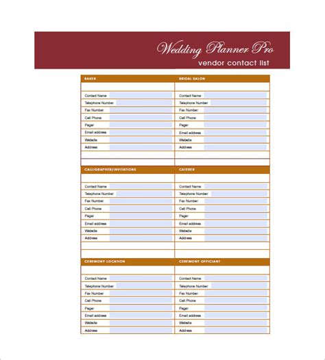 Wedding Guest List Template – 10+ Free Sample, Example, Format Download!