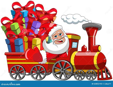 Santa Claus Delivering Gifts Steam Train Stock Vector - Illustration of santa, journey: 63852193