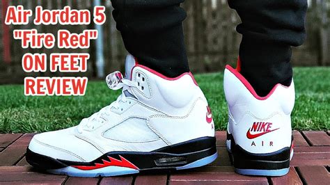 Air Jordan 5 "Fire Red" ON FEET REVIEW - YouTube