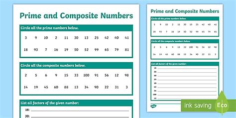 Prime and Composite Numbers Worksheet | Twinkl Resources