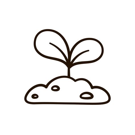 Little seedling sprout cute cartoon outline line art illustration ...