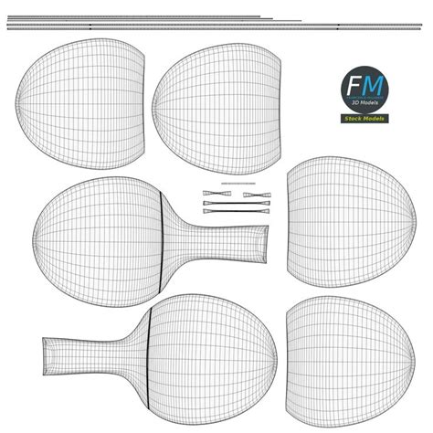 four different types of paddles are shown in the shape of tennis rackets and balls