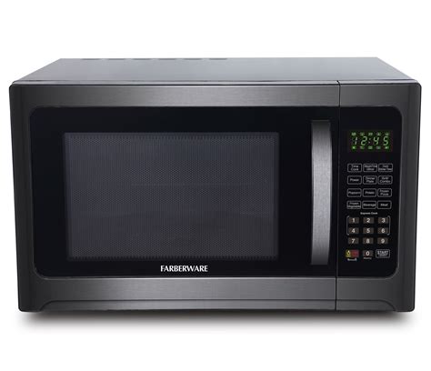 Farberware Black 1.2 Cu. ft. 1100-Watt Microwave Oven with Grill, Black Stainless Steel ...