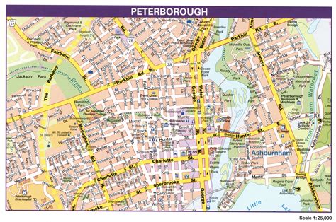 Peterborough Canada city map. Large printable tourist map Peterborough ...