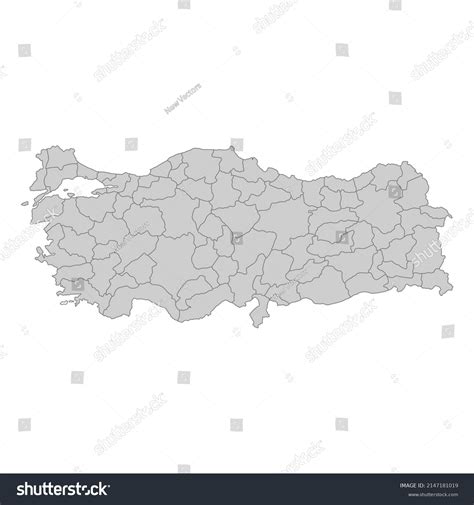 Outline Political Map Turkey High Detailed Stock Vector (Royalty Free ...