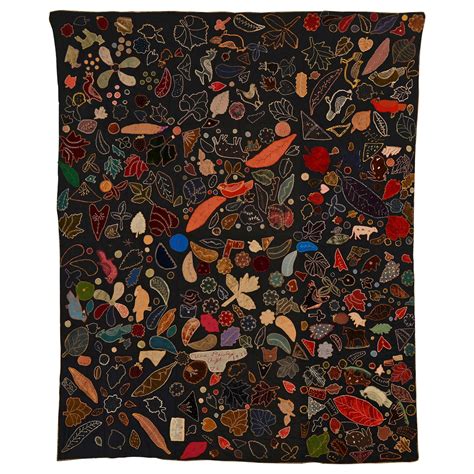 Folk Art Quilt with Animals, Fruit and Vegetables at 1stDibs