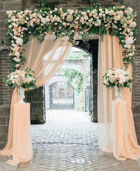 Peach Draping Ceremony Decor | Wedding arch, Wedding entrance decor, Floral wedding