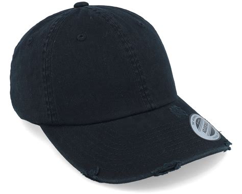 Dad Cap Ripped Black Adjustable - Yupoong caps | Hatstore.co.uk