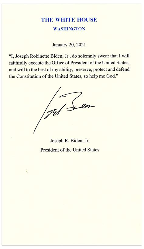 Lot Detail - Joe Biden Signed Souvenir Presidential Oath of Office