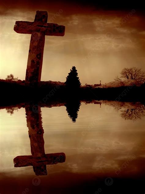 Cross Silhouette And The Clouds At Sunset Photo Background And Picture ...